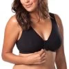 Meryl Front Close Cotton Plus Size Lounge Bra Black 2 Meryl Front Close Cotton Plus Size Lounge Bra Black -Fashion underwear 110 BLK front