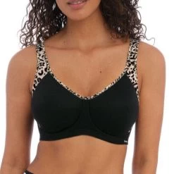FREYA Sonic Moulded Sports Bra Pure Leopard -Fashion underwear AC4892 PUK primary Freya Active Sonic Pure Leopard Black Pure Leopard Black UW Moulded Spacer Sports Bra