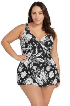 Opus Sway Delacroix Multi Cup One Piece Swimdress -Fashion underwear AT1723OY DelacroixSwimdress OpusSway Black Curvefitplussizeswimwear 2