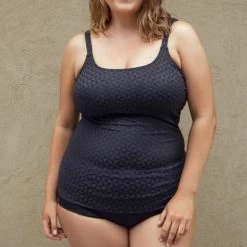 Genevieve Scoop Neck Tankini Aztec Jacquard -Fashion underwear AztecJacquardScoopNeckTankini