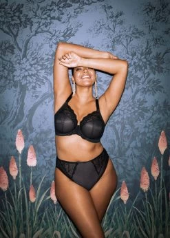 Elomi Charley Plunge Stretch Bra Black -Fashion underwear EL4382 BLK cons Elomi Lingerie Charley Black Underwired Stretch Plunge Bra