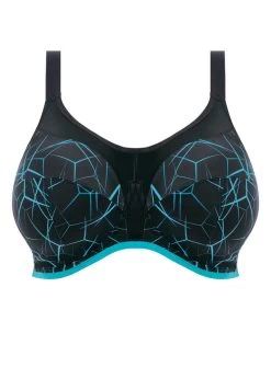 ELOMI Energise Sports Bra Blue Lightning -Fashion underwear EL8042 BNG cut Elomi Lingerie Energise Blue Lightening Underwired Sports Bra