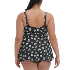 ELOMI Plain Sailing Moulded Tankini Black 11 ELOMI Plain Sailing Moulded Tankini Black -Fashion underwear ES7271 BDY back Elomi Swim Plain Sailing Black Daisy Non Wired Moulded Tankini Top