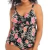 ELOMI Dark Tropics Moulded Tankini Black
