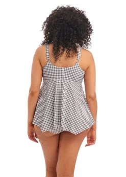 ELOMI Checkmate Moulded Tankini Grey Marl -Fashion underwear ES800361 GYL back Elomi Swim Checkmate Grey Marl Non Wired Moulded Tankini Top