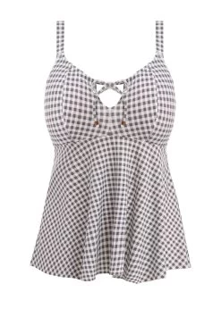 ELOMI Checkmate Moulded Tankini Grey Marl -Fashion underwear ES800361 GYL cut Elomi Swim Checkmate Grey Marl Non Wired Moulded Tankini Top
