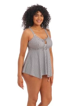 ELOMI Checkmate Moulded Tankini Grey Marl -Fashion underwear ES800361 GYL side Elomi Swim Checkmate Grey Marl Non Wired Moulded Tankini Top