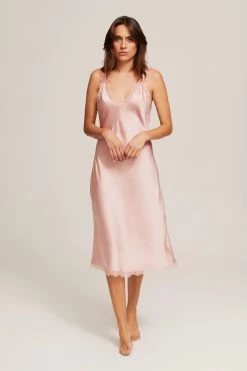 Joni Silk Nightie / Silver Pink