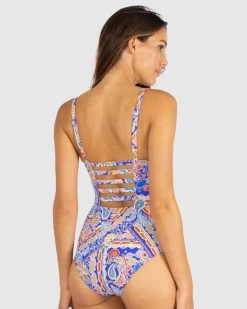 Gypsy D-E Ring Front One Piece Swimwear - Galactic Blue -Fashion underwear M873GYP BLUE 3