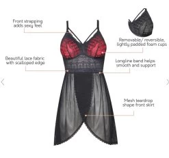 Parfait Mia Lace Wire-free Chemise Black -Fashion underwear ParfaitMiaLaceChemiseLargeBustFullFigureBlackdetail