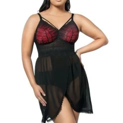 Parfait Mia Lace Wire-free Chemise Black