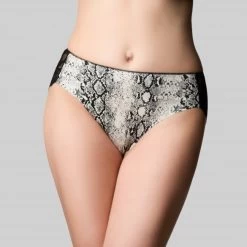Precision Lace Hi Cut Brief Ivory Snake