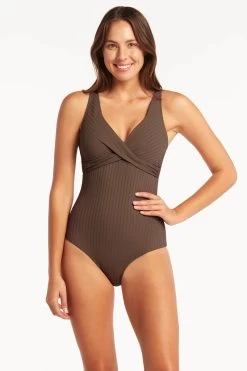 Vesper Cross Front One Piece / Mocha