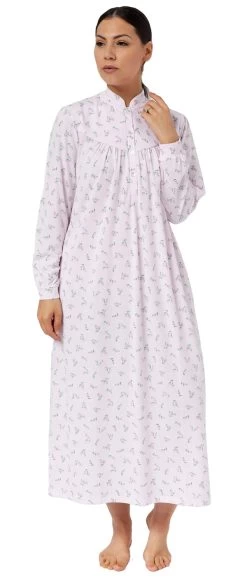 Rosebud Mandarin Nightie Long / Pink