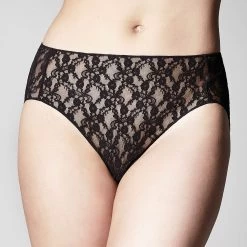Classic Lace Hi Cut Brief Black