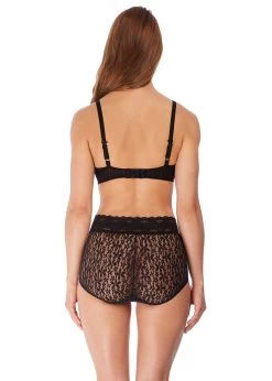 Wacoal Halo Lace Moulded Bra Black -Fashion underwear WA851205 BLK back Wacoal Lingerie Halo Lace Black Moulded Underwire Bra