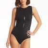 Dark Romance Zip Front High Neck One Piece -Fashion underwear dark romance black one piece dark romance zip front high neck one piece 28598859726957