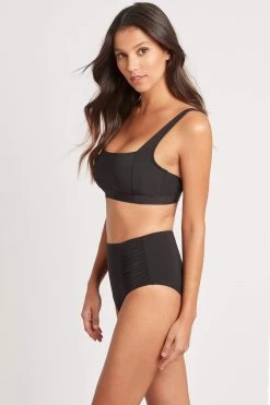 Essentials High Waist Gathered Side Pant / BLACK -Fashion underwear essentials black separates bottoms essentials black high waist gathered side pant 15316952678509